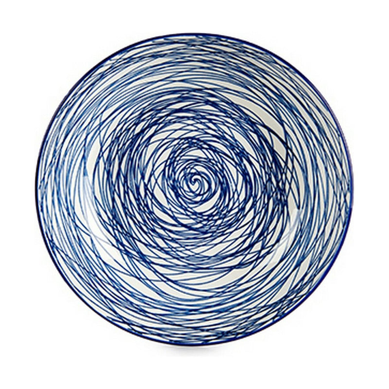 Dyb tallerken Striber Porcelæn Blå Hvid 6 stk 20 x 4,7 x 20 cm