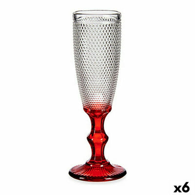Champagneglas Rød Points Glas 6 stk 180 ml