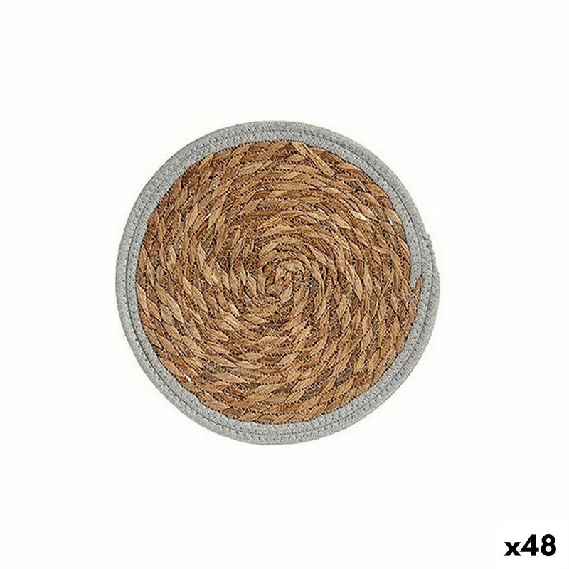 Dækkeserviet Ø 30 cm Natur Grå Naturlig fiber (48 enheder)