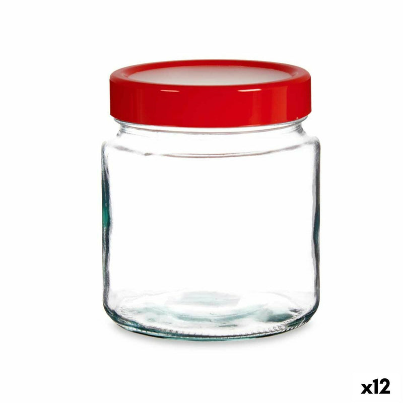 Opbevaringsglas / beholder Rød Glas (1 L) (12 enheder)
