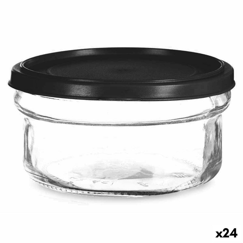 Rund madkasse med låg Sort Plastik Glas 12 x 6 x 12 cm 415 ml