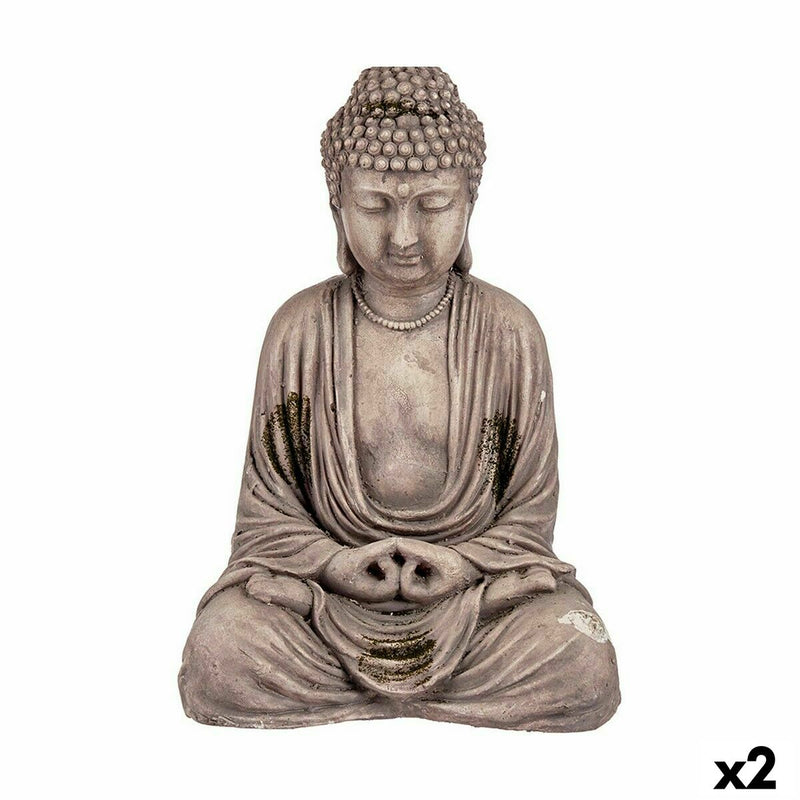 Dekorativ havefigur Buddha Polyesterharpisk 22,5 x 40,5 x 27 cm (2 enheder)