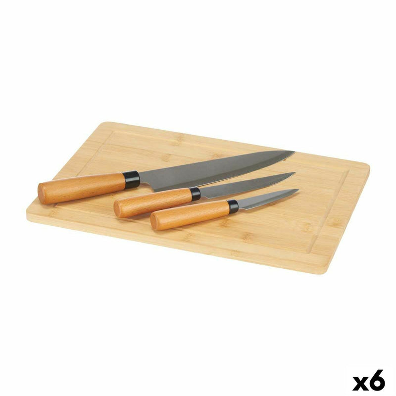 Knivsæt Skærebræt Ost Brun Bambus (6 enheder)