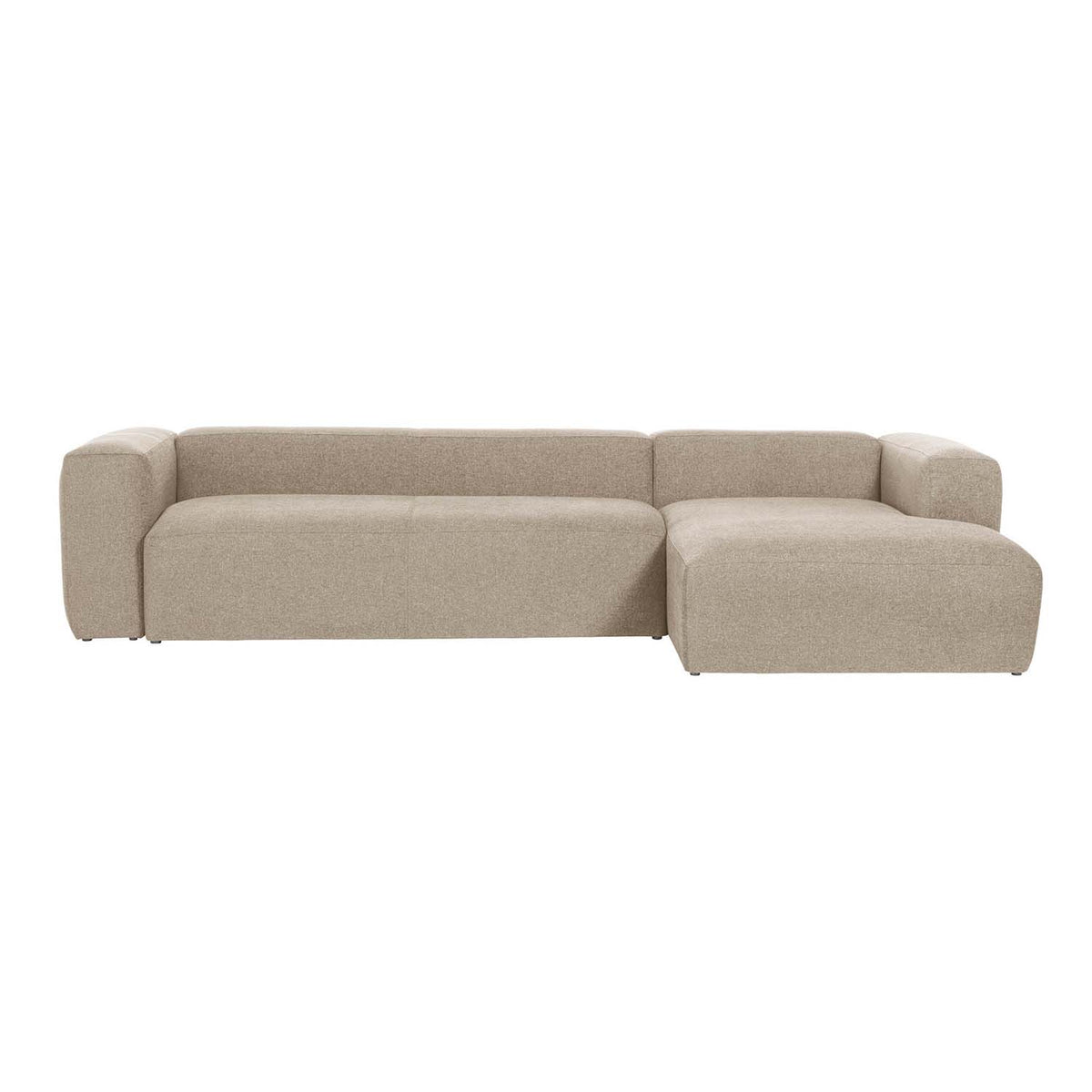 Kave Home Blok sofa med højre chaiselong i beige polyester og stål