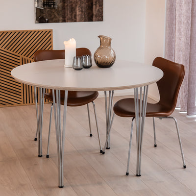 Se billigt tilbud på DT 100 rundt spisebord med tillægsplade i hvid laminat. 4 størrelser. Spar op til 67%. Hurtig levering. Køb nu!