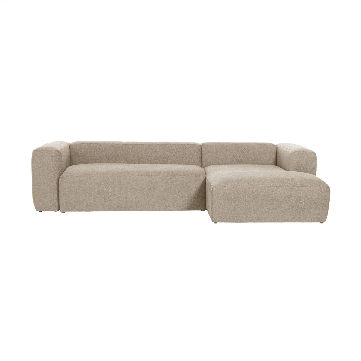 Kave Home Blok 3 personers sofa med højre chaiselong i beige stof