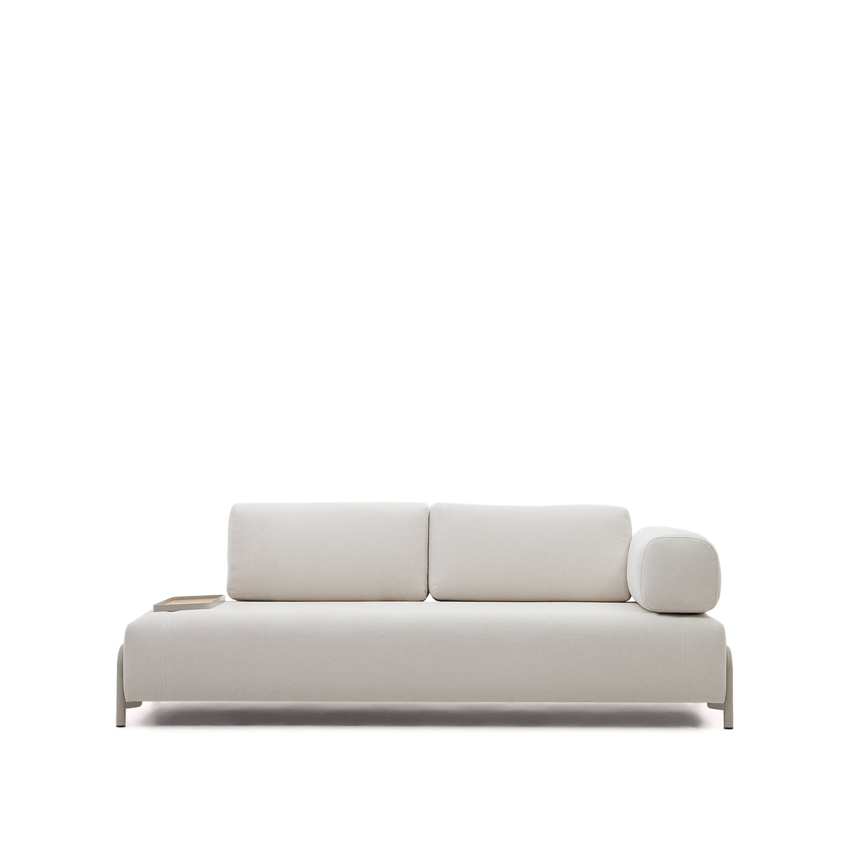Kave Home Compo 3 pers. sofa med lille bakke i beige chenille, grå metalstruktur