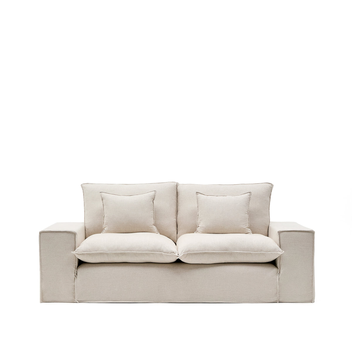 Kave Home Anarela 2-personers sofa i beige hør med hynder og aftageligt betræk
