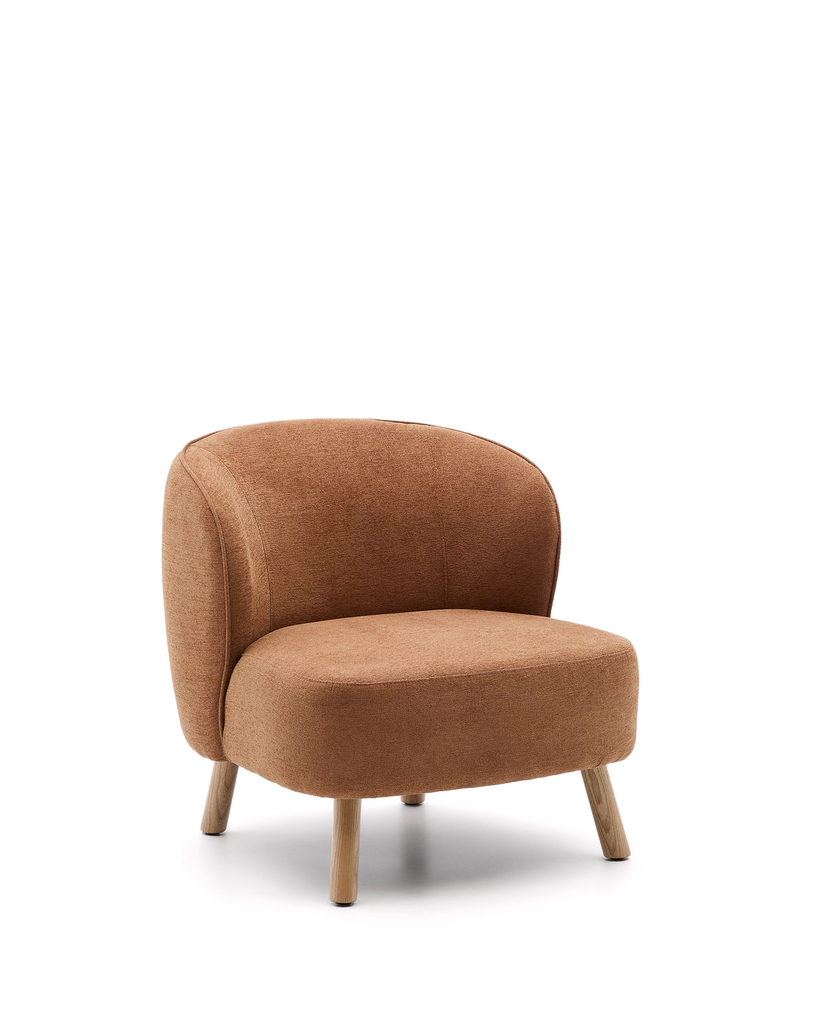 Kave Home Ulit lænestol i terracotta chenille stof og natur bøgetræ