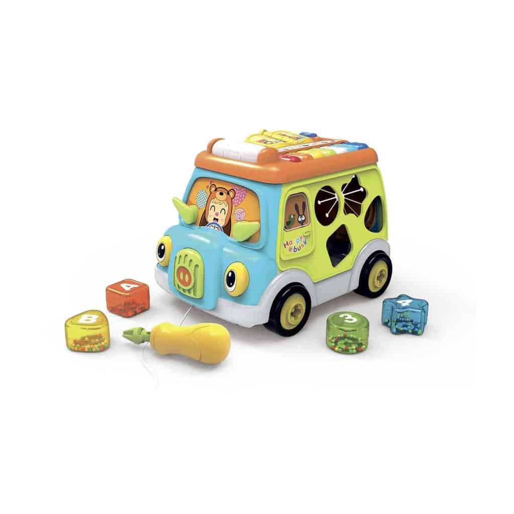 Scandinavian Baby Products aktivitetsbus med put-i-hul kasse, klaver og hjul