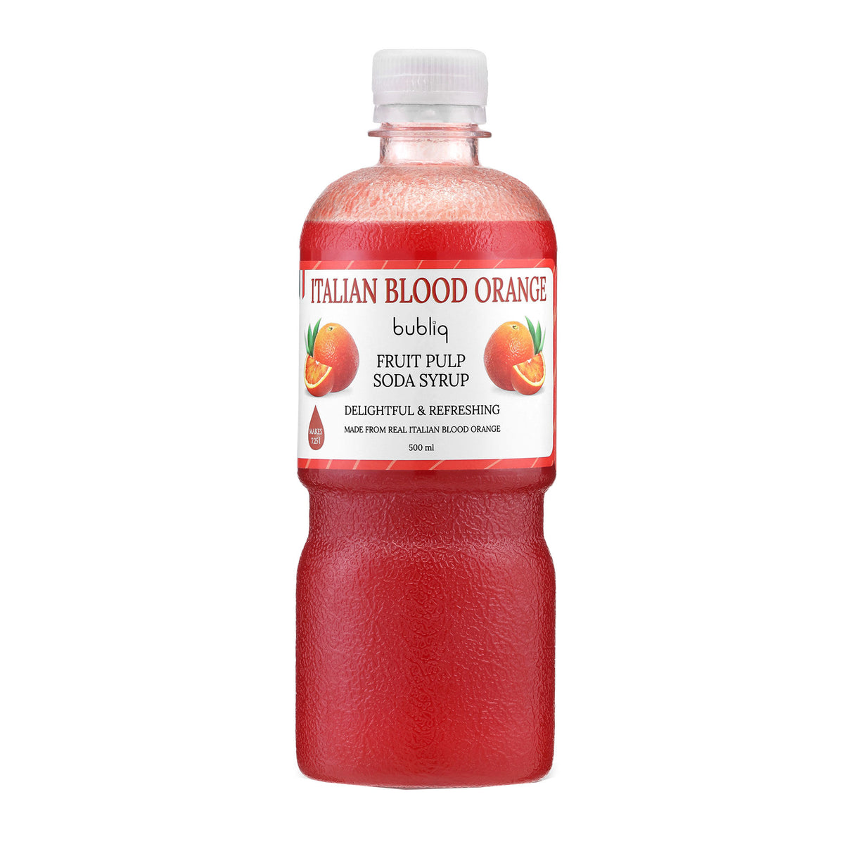 Flaske Bubliq smagssirup Italian Blood Orange på 500 ml til danskvand