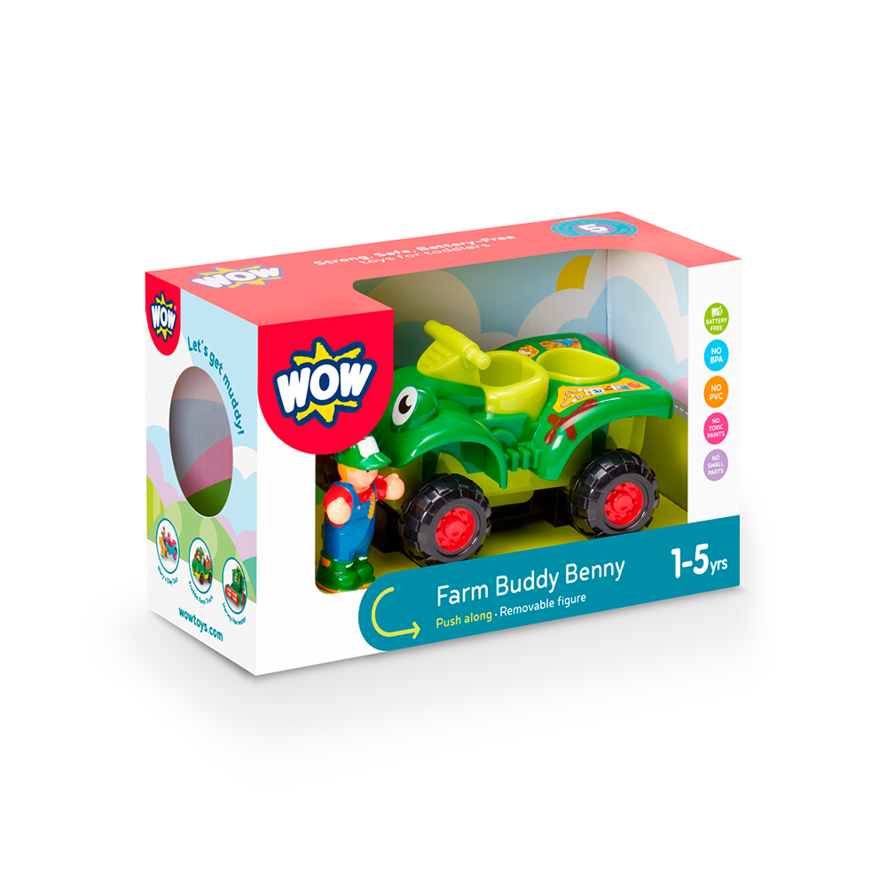 Wow Toys Farm Buddy Benny på grøn quadbike med vippefunktion