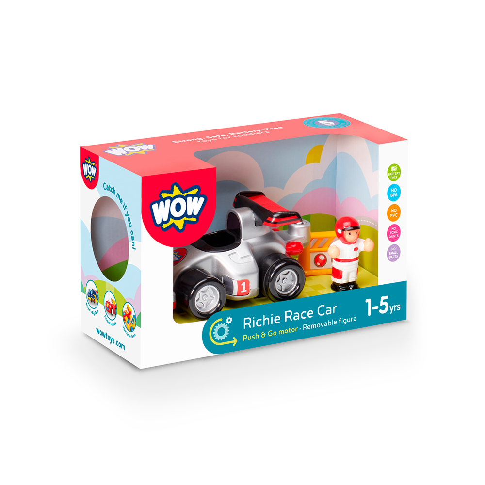 Wow Toys Richie Race Car, racerbil med spoiler og Play Friend-figur