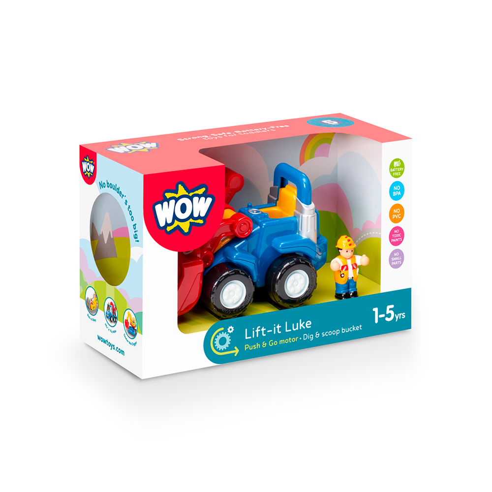 Wow Toys Lift-it Luke legetøjsgravemaskine med frontlæsser og øjne