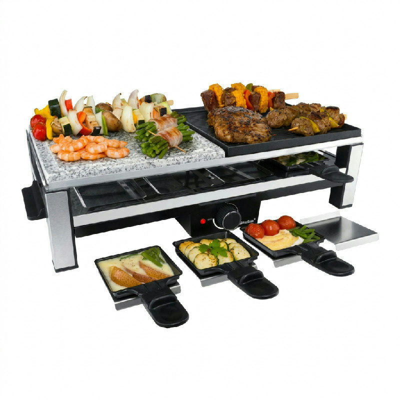 Steba Raclette RC108 med rillet grillplade og 8 pander