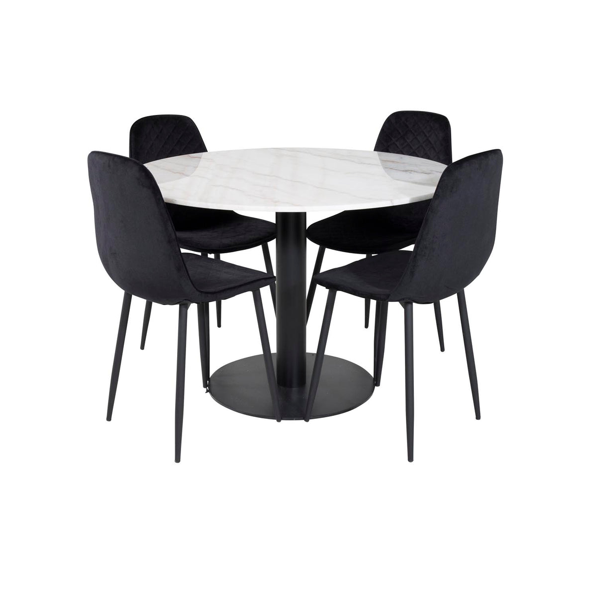 Se VENTURE DESIGN Estelle spisebordssæt, m. 4 stole - hvid marmor/sort metal og sort fløjl/sort metal ❤ Kæmpe udvalg i Venture Design - Køb online på udsalg og tilbud lige nu ❤ Billig fragt og hurtig levering - Varenummer: Boboonline-63230 og barcode / Ean: 7340220860095 på lager - Udsalg på Møbler,Spisebordssæt,
Spisebordssæt 4 personer,
Spisestue,
Møbelsæt,
Indretning af studiebolig, Store besparelser – op til 77% - Spar stort på mere end 2.739 brands