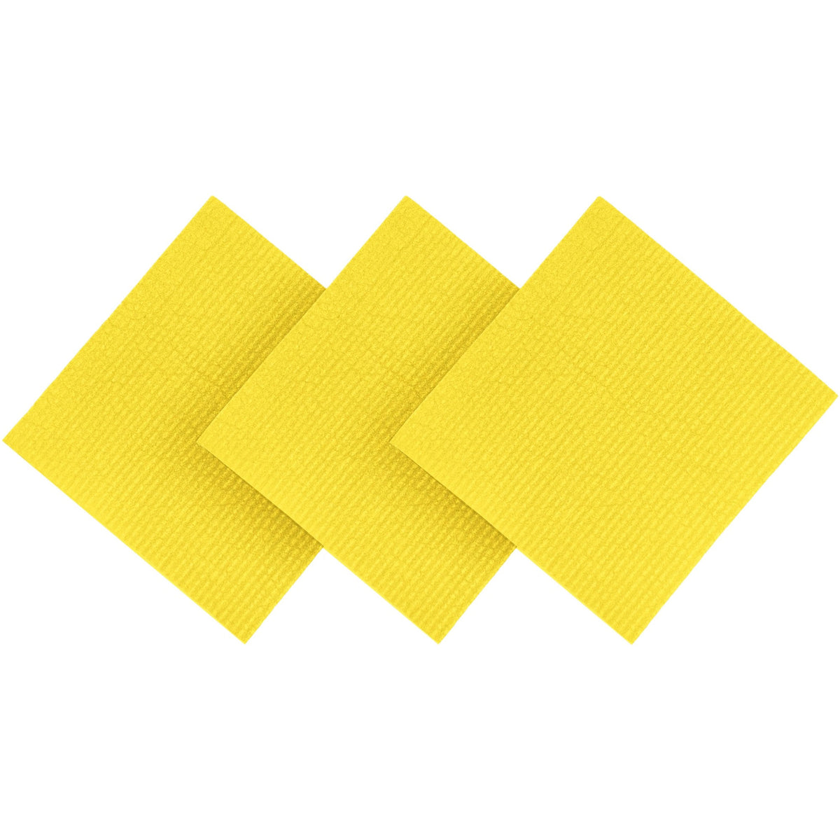 Tre gule Disktrasa opvaskeklude fra Happy Sinks i Citrus Yellow