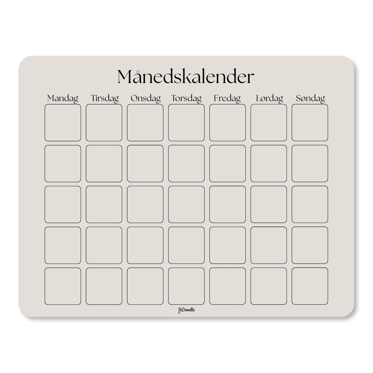 ToDoodle månedskalender i farven sand til planlægning af hele måneden