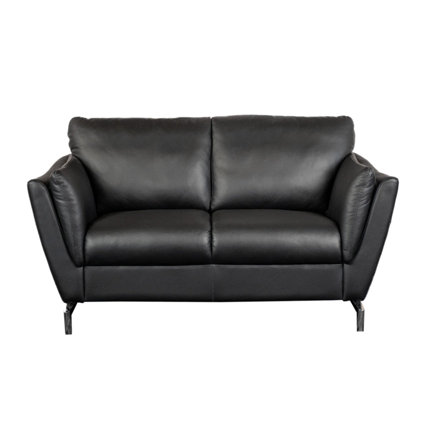 BD Mobel Santana 2-personers sofa i sort læder med krom metalstel