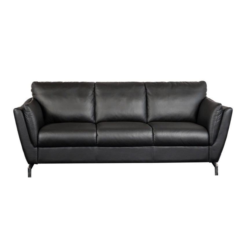 Sort Santana 3 personers sofa i læder med krom metalstel fra BD Mobel