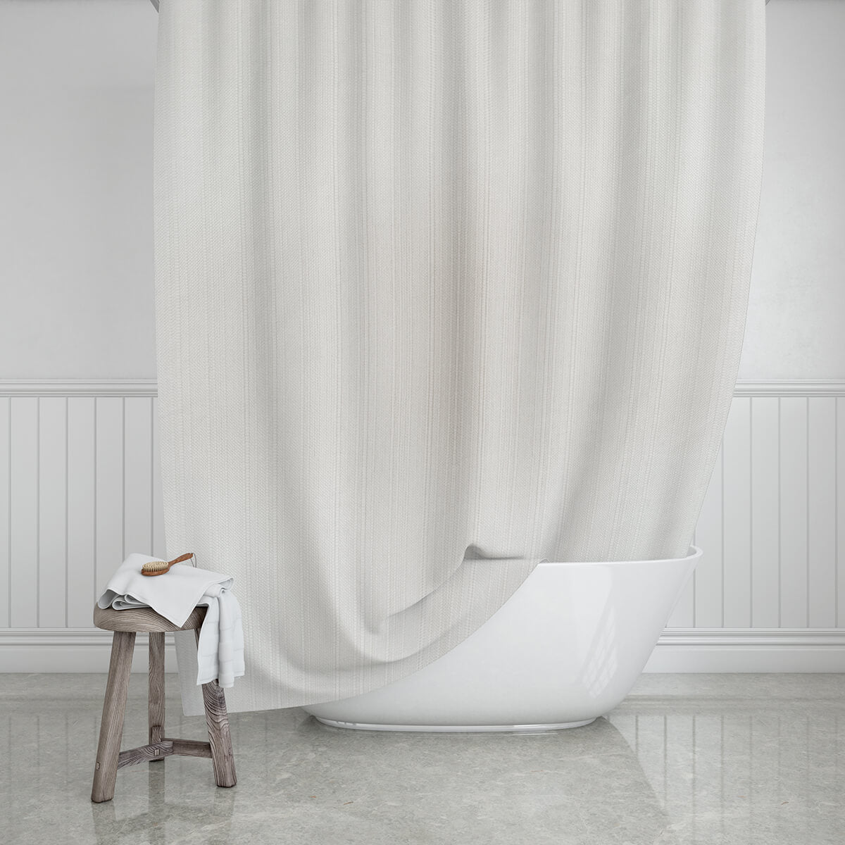 Hvidt badeforhæng i serien Etherea, 180 x 200 cm