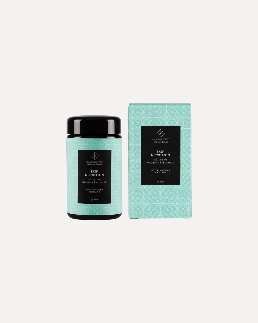 Pakning med Amazing Space Skin Nutrition vitamin- og mineraltilskud, 90 stk