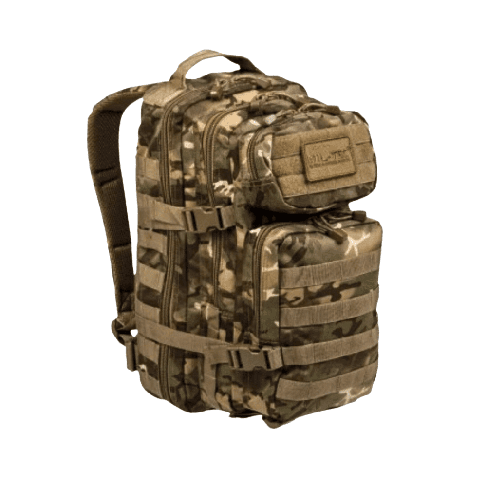 Skoletaske i militær camo, 36 liter, til 4.-9. klasse
