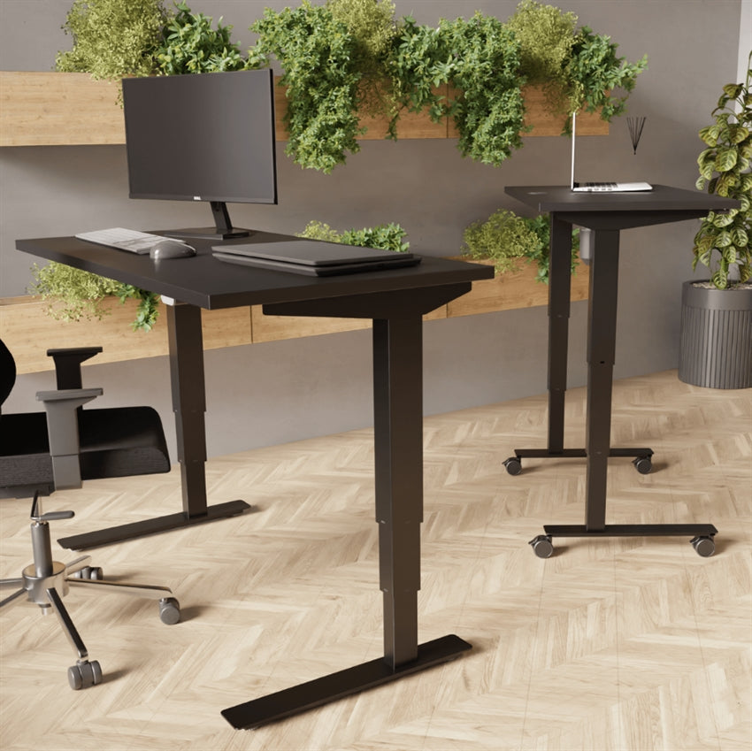 Norddesk FlexLift sort hæve-sænkebord med sort stel, 80 x 60 cm
