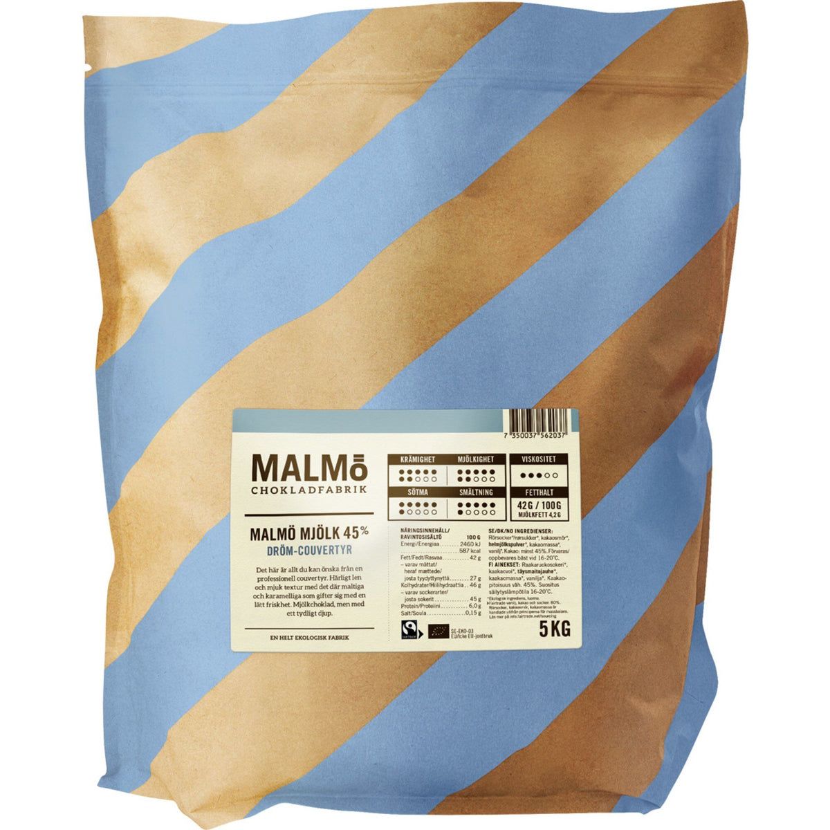 Malmö Chokladfabrik Malmö Mjölk couverturechokolade med 45 % kakao
