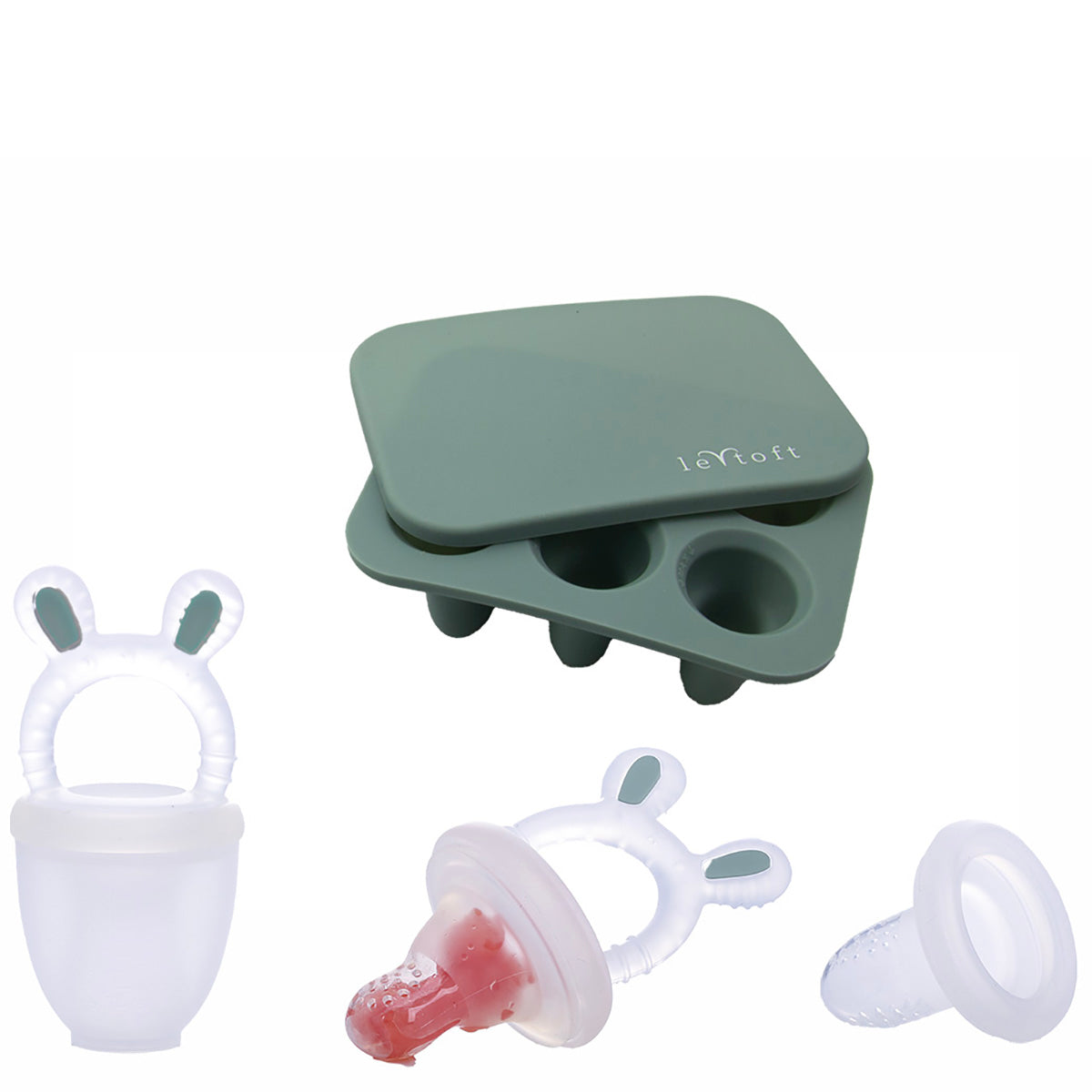 Le Toft frugtsut med mini fryseform i farven Smokey Green