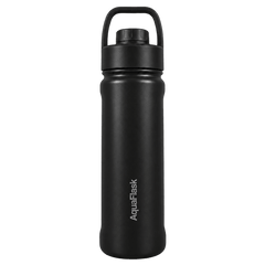 AquaFlask Sports Bottle i Space Black, isoleret drikkedunk på 650 ml