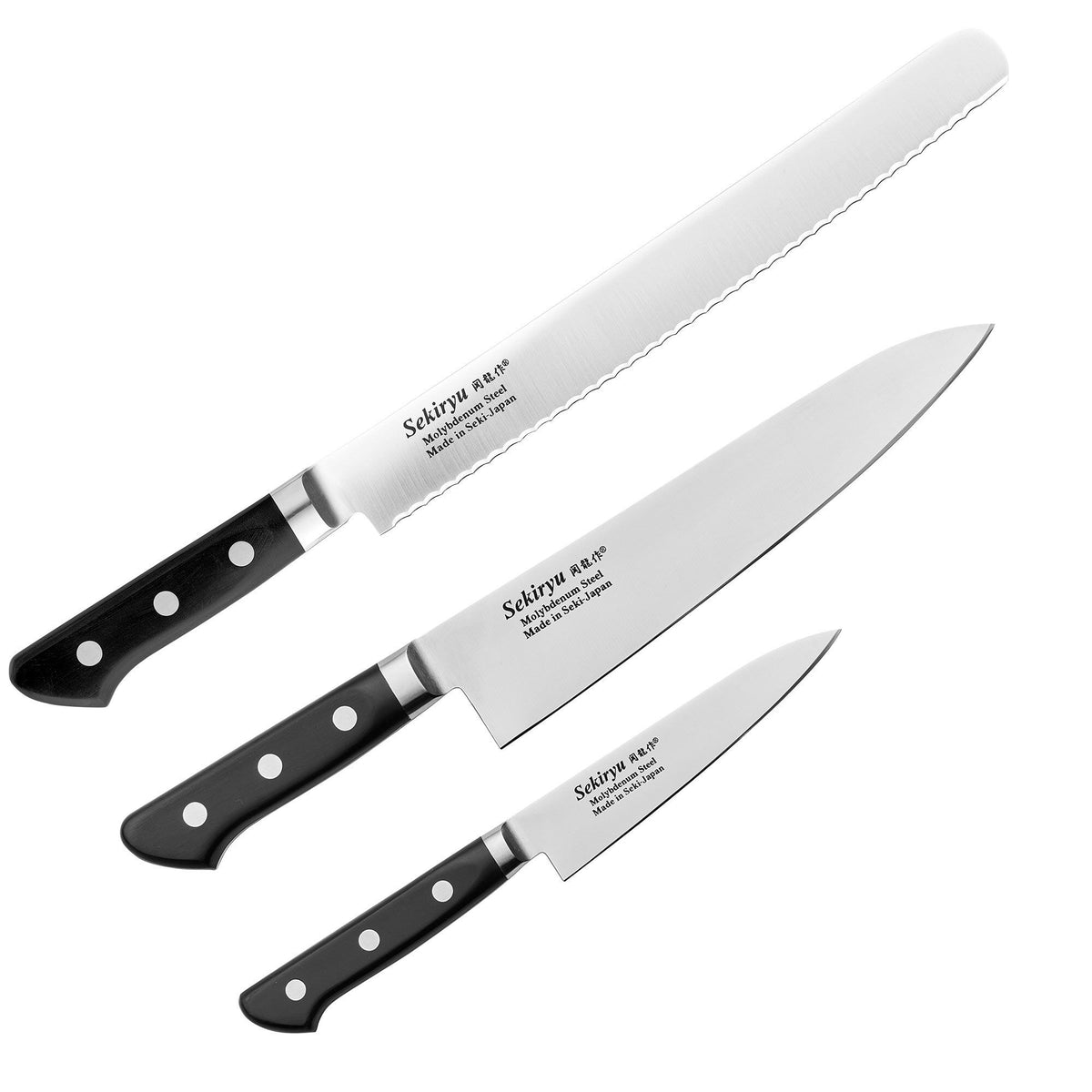 Sekiryu Master knivsæt med kokkekniv, pettykniv og brødkniv
