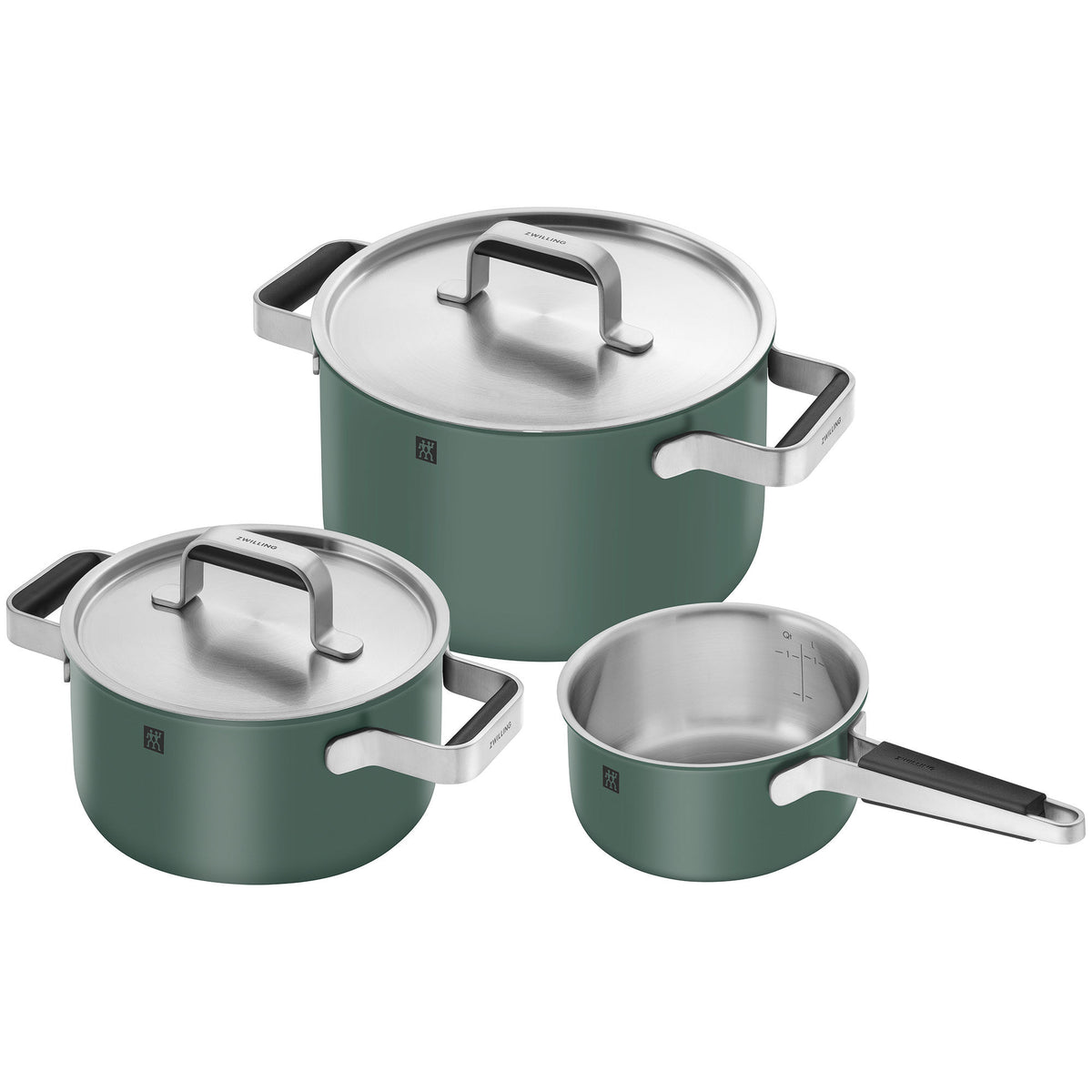 Zwilling Pure grydesæt i rustfrit stål med matgrøn finish og to låg