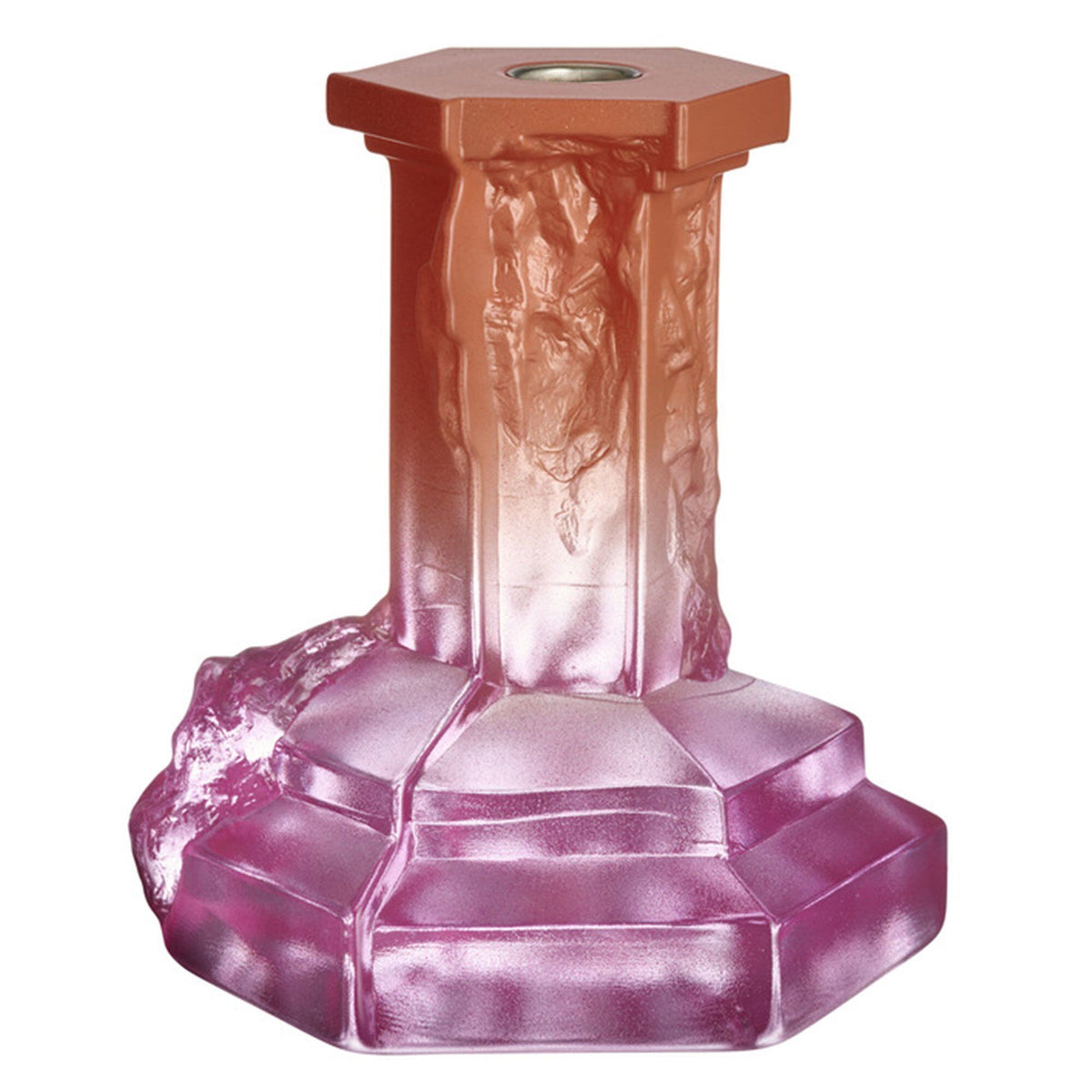 Kosta Boda Rocky Baroque lysestage, 175 mm, i farven spicy rose