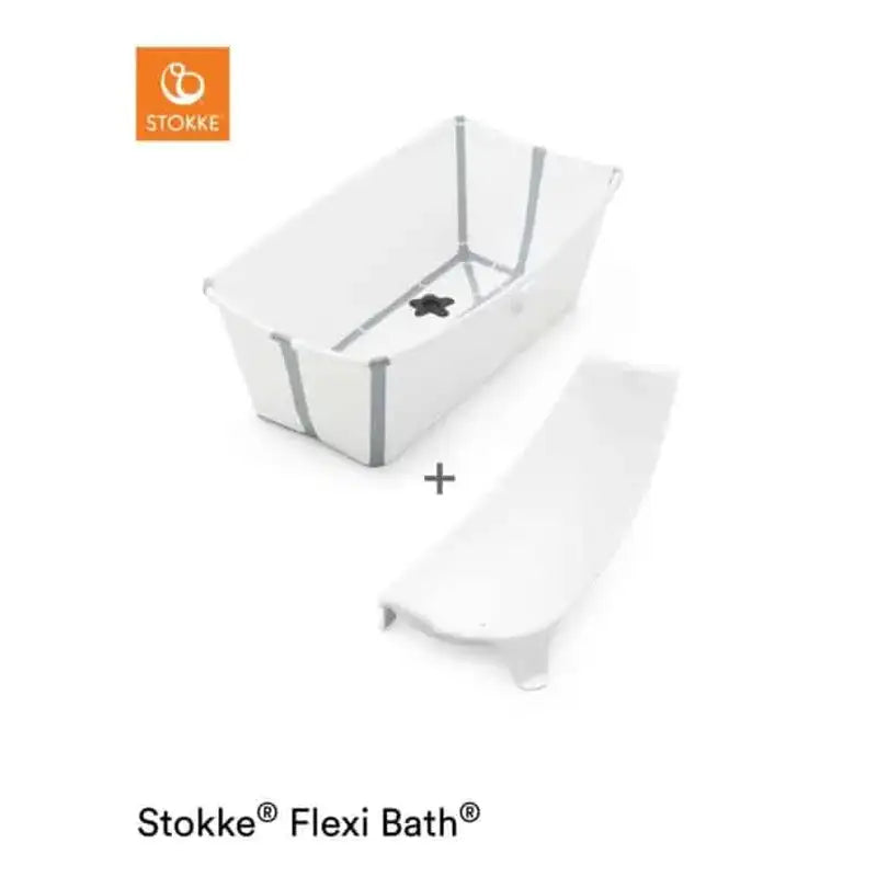 Stokke Flexi Bath sammenklappeligt badekar sampak i hvid og grå