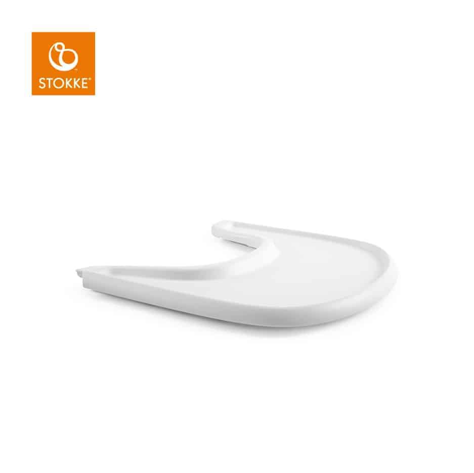 Hvid Stokke Tray bakke som tilbehør til Tripp Trapp stolen med BabySet