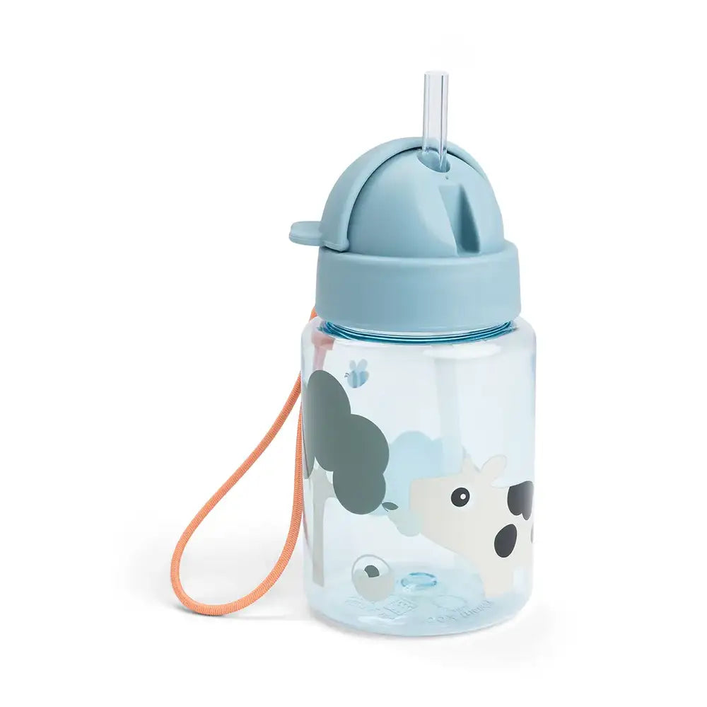 Done by Deer drikkedunk med sugerør i gennemsigtig Farm Blue, 280 ml