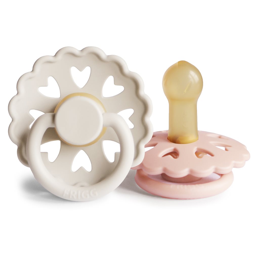To Frigg Fairytale sutter i beige og rosa i latex, størrelse 2