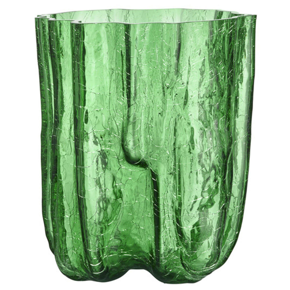 Kosta Boda Crackle vase i mundblæst grønt glas, 27 cm