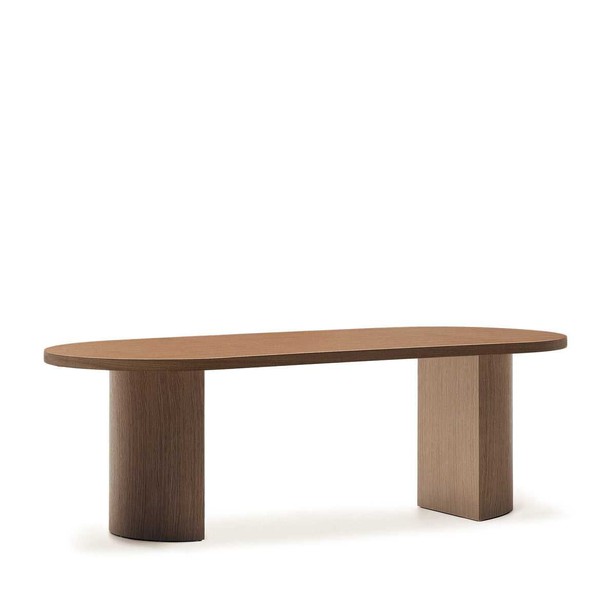Ovalt spisebord Kave Home Nealy i mørk valnøddefinér, mål 240x100 cm