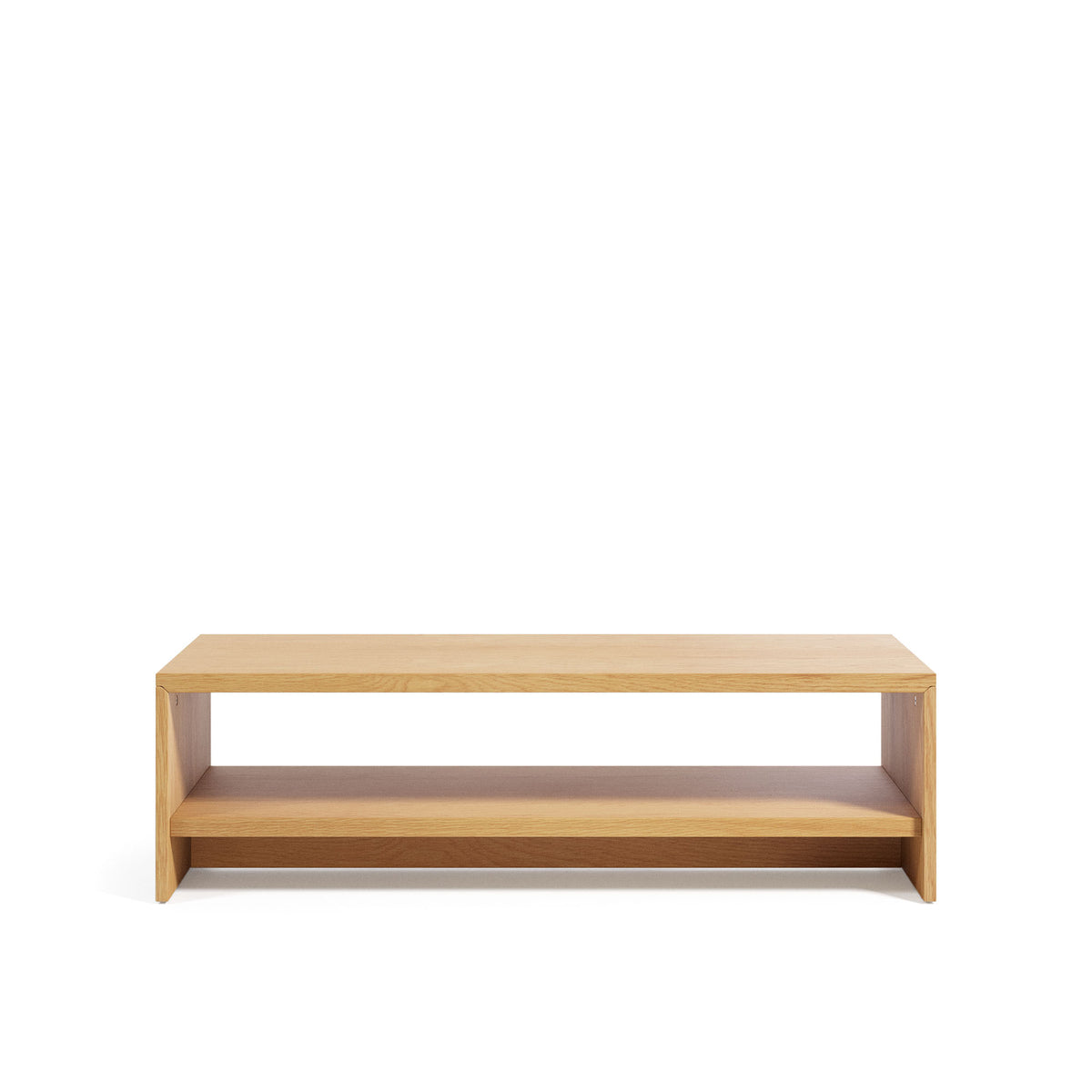 Kave Home Abilen sofabord med hylde i natur egetræsfinér, 120x60 cm
