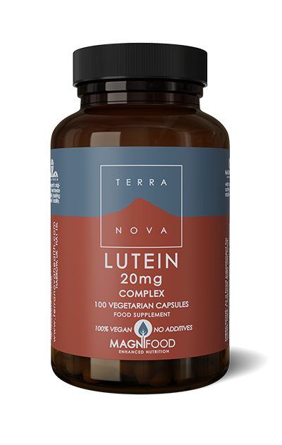 Pakning med TerraNova Lutein 20 mg Complex kosttilskud, 50 kapsler