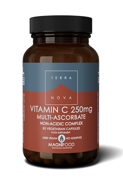 Pakning med TerraNova Multi-C 500 mg C-vitamin, 50 kapsler