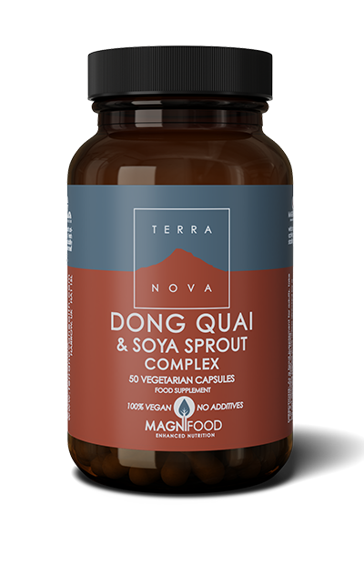 Glas med TerraNova Dong Quai & Soya Sprout, 50 kapsler