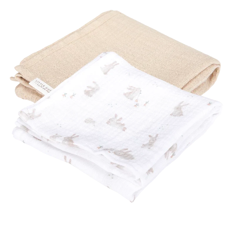 Little Dutch muslin stofble 70 x 70 cm med Baby Bunny-design i beige