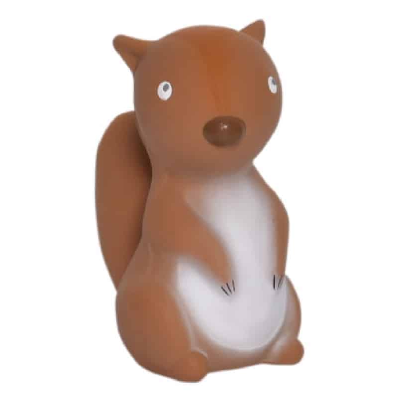 Tikiri egern i naturgummi med lille klokke, bidering og rangle