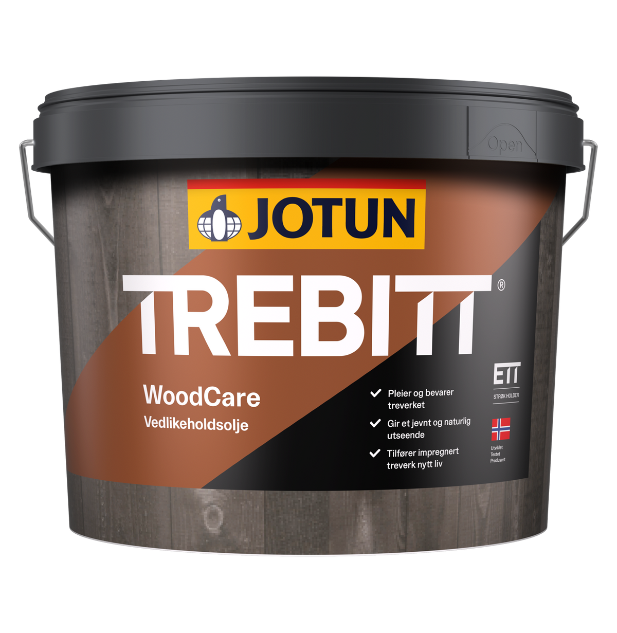 Dåse med Jotun TREBITT WoodCare pigmenteret specialolie til træværk udendørs, 2,7 L