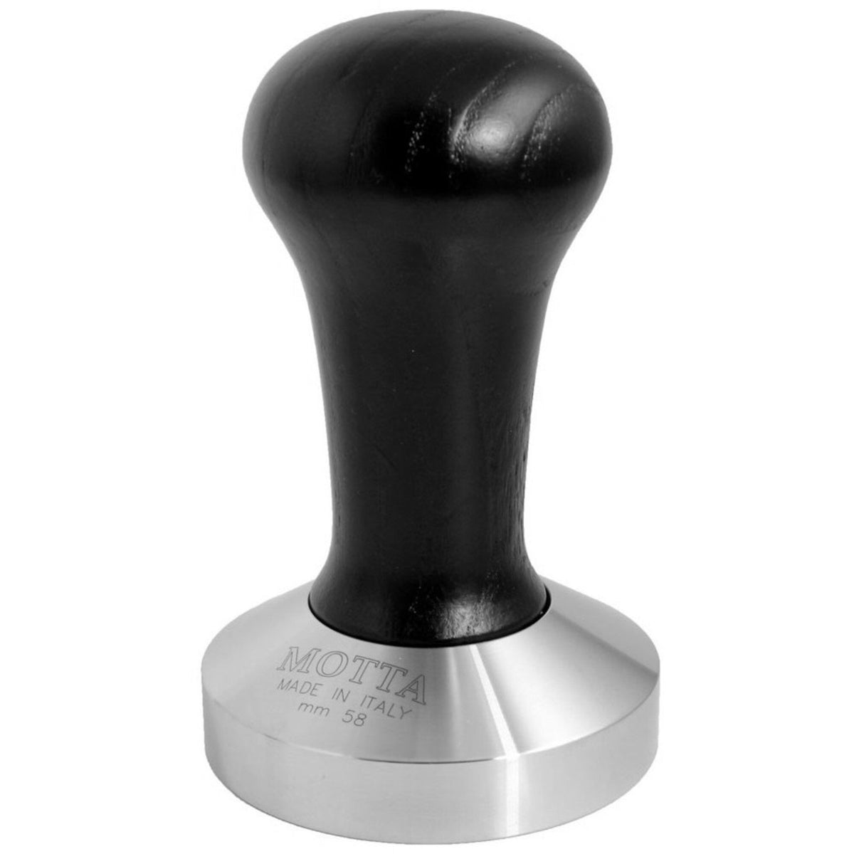 Motta kaffestamper i sort træ og rustfrit stål, 58,4 mm