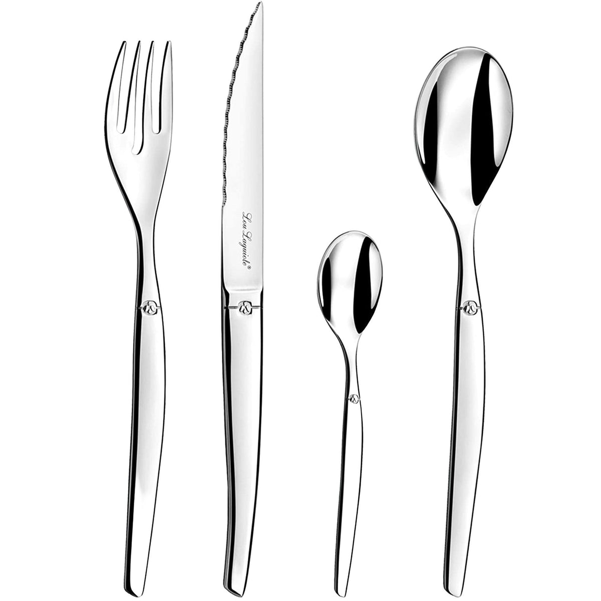 Lou Laguiole Jet bestiksæt med 24 dele i mirror-finish