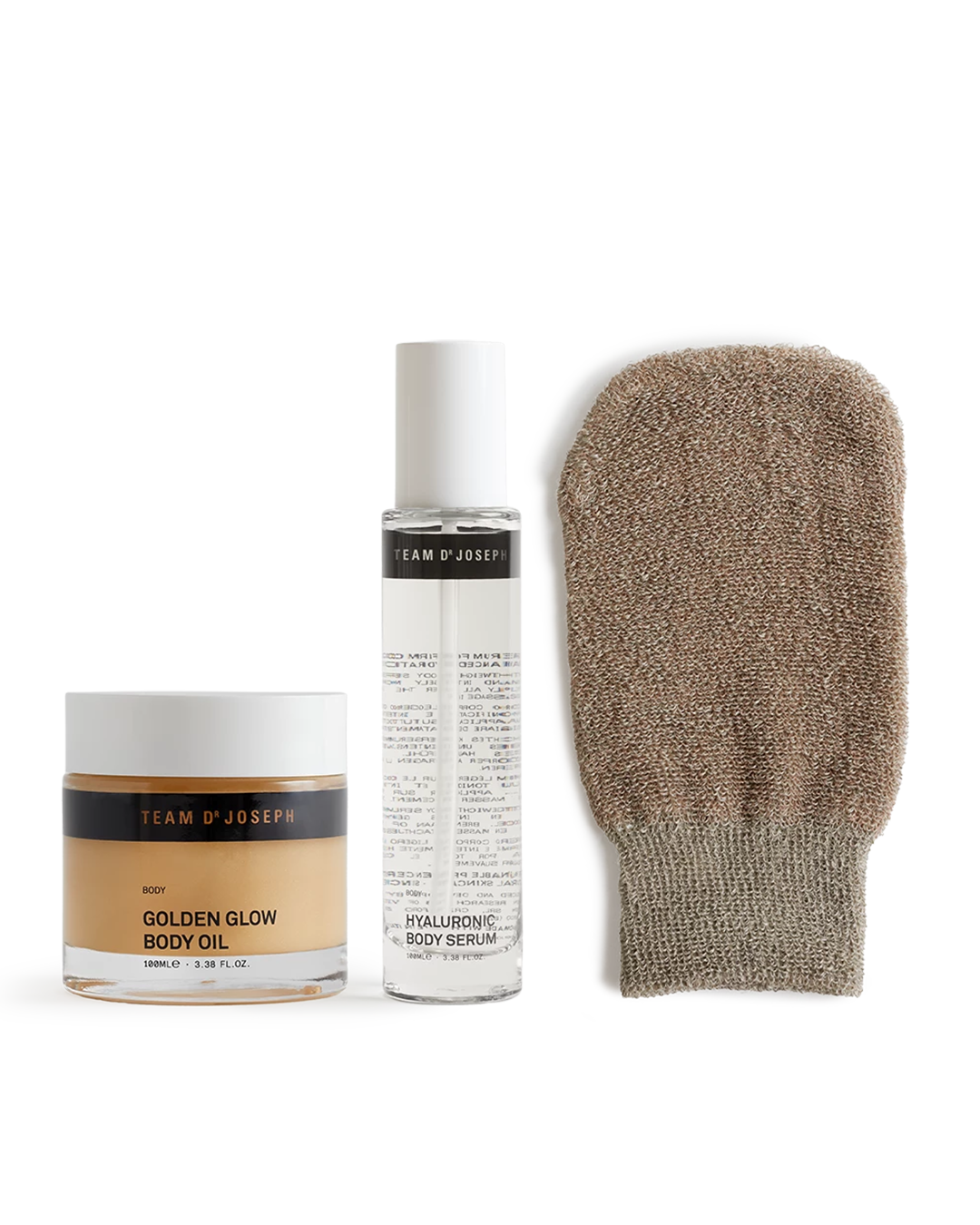Team Dr. Joseph Body Glow kropspleje med peelinghandske af hør og kobberfibre